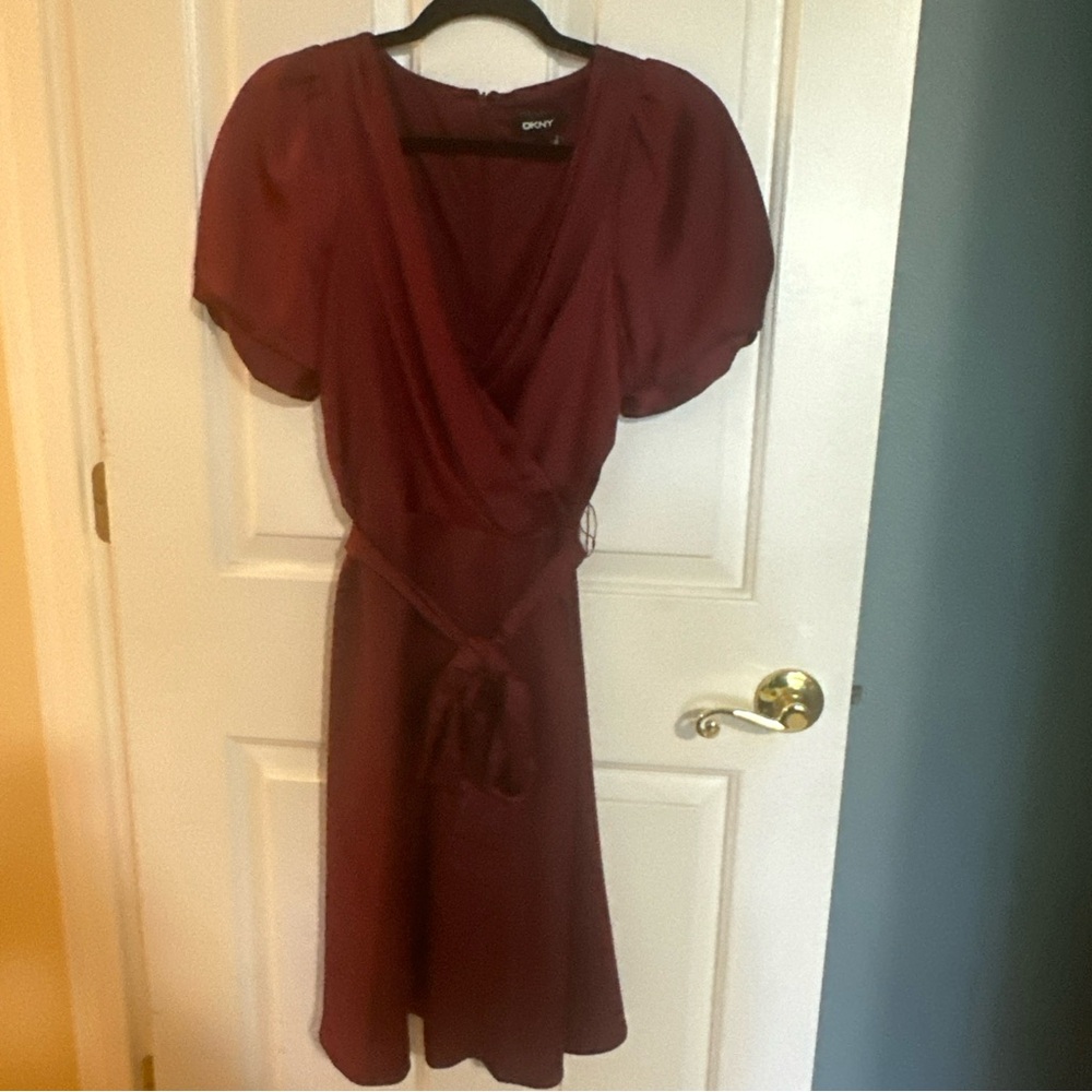 DKNY Burgundy Wrap Dress